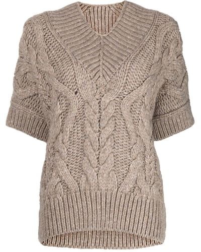 Isabel Marant Cable-knit Short-sleeved Top - Brown