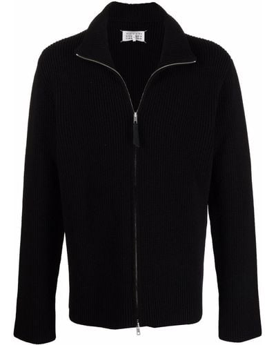 Maison Margiela Ribbed-knit Zip-front Cardigan - Black