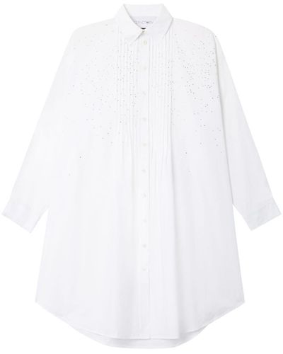AZ FACTORY Greta Rhinestoned Cotton Shirtdress - White