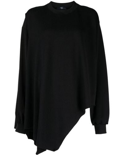 Y's Yohji Yamamoto Asymmetric-design Long-sleeve Sweatshirt - Black