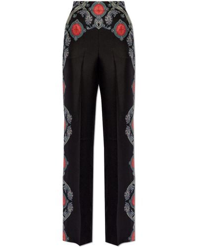 Etro Paisley Flared Silk Trousers - Black
