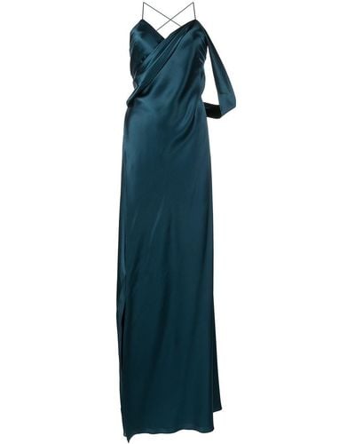 Michelle Mason V-neck Silk Dress - Blue