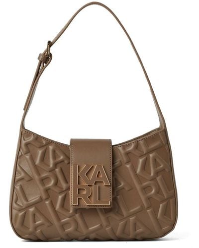 Karl Lagerfeld Logo-embossed Leather Shoulder Bag - Brown