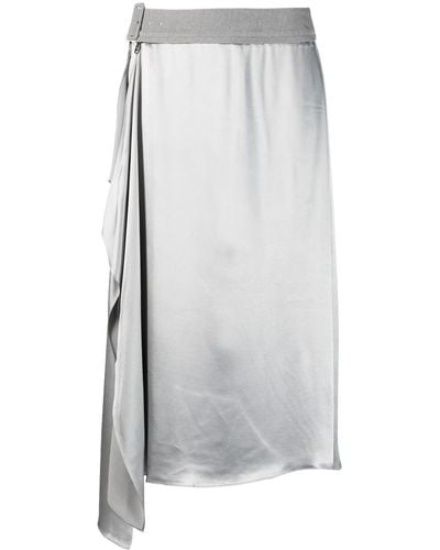 Fendi Satin-finish Midi Skirt - Grey