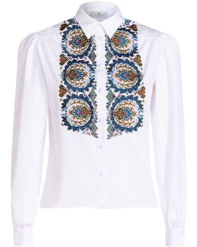 Etro Paisley-print Poplin Cotton Shirt - White