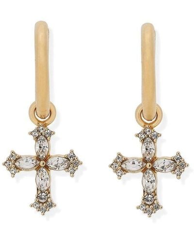 Dolce & Gabbana Ohrringe mit kristallverziertem Kreuz - Mettallic