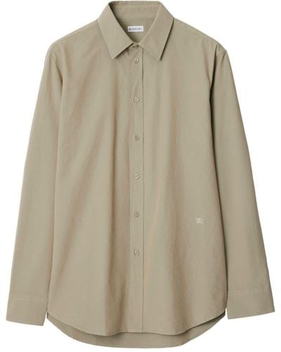 Burberry Edk-embroidered Cotton Shirt - Natural