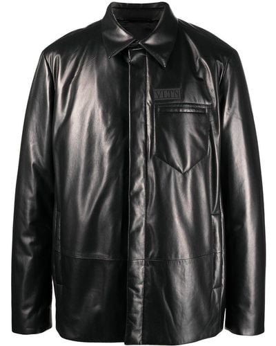 Valentino Garavani Vltn Buttoned Shirt Jacket - Black