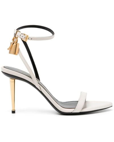 Tom Ford Padlock 85mm Leather Sandals - White