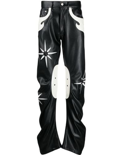 Kusikohc Flower Rider Straight-leg Pants - Black