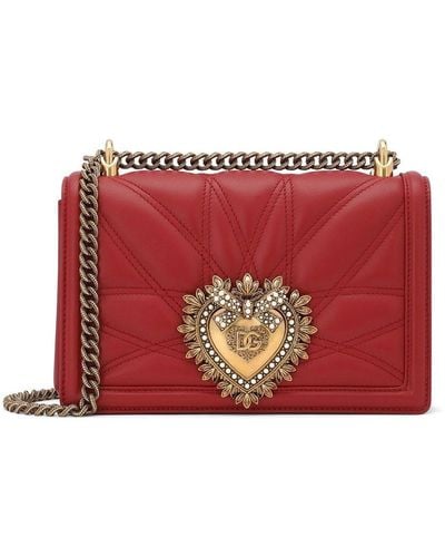 Dolce & Gabbana Medium Devotion Quilted Crossbody Bag - Red