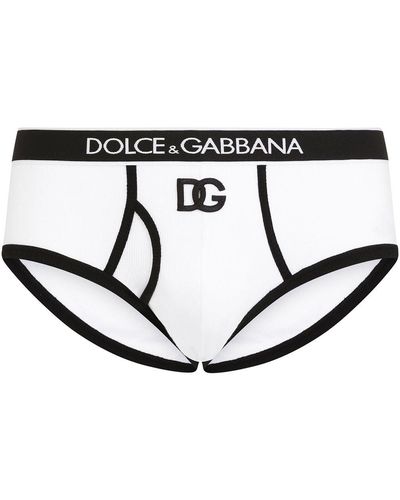 Dolce & Gabbana Gerippter Brando Slip mit Logo-Bund - Weiß