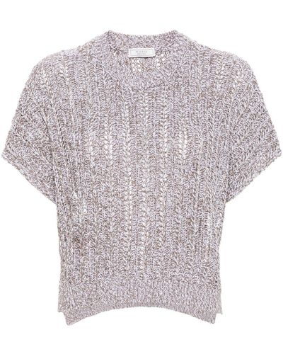 Peserico Sequin-embellished Knitted Top - Grey