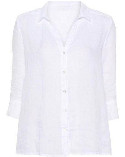 120% Lino Popeline-Hemd aus Leinen - Weiß