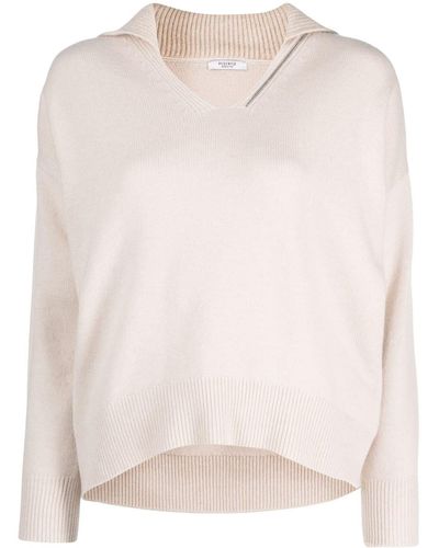 Peserico V-neck Long-sleeve Sweater - White