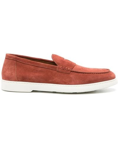 Doucal's Suede Penny Loafers - Red