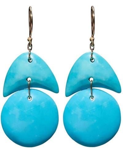 Ten Thousand Things 18kt Yellow Gold Tiny Arp Turquoise Earrings - Blue