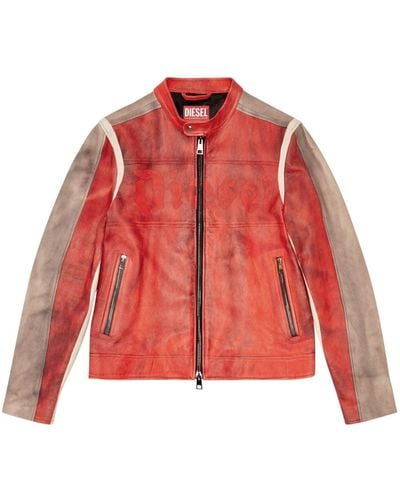 DIESEL L-ruscha Leather Jacket - Red