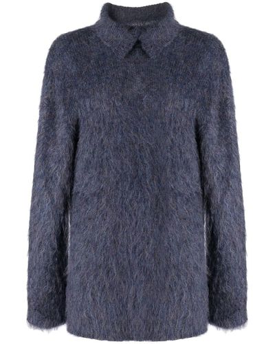 Yohji Yamamoto Long-sleeve Turtleneck Mohair Sweater - Blue