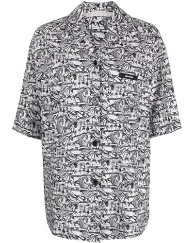 Palm Angels Palm Tree-print Shirt - Gray