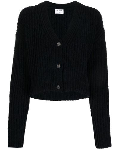 Filippa K V-neck Chunky-knit Cardigan - Black