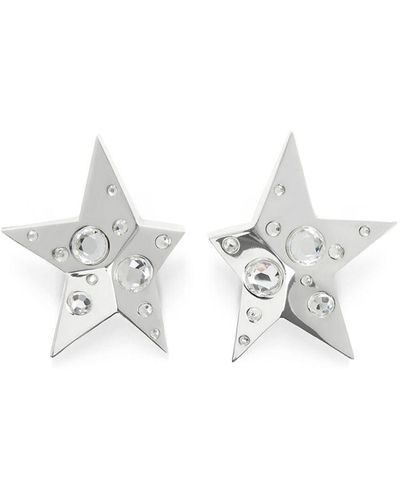 Area Crystal-embellished Star Earrings - White