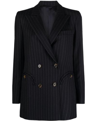 Blazé Milano Pinstripe-pattern Wool Blazer - Black