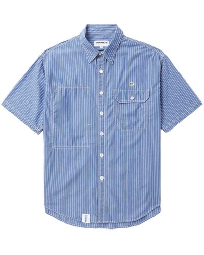 Chocoolate Logo-appliqué Striped Cotton Shirt - Blue