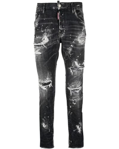 DSquared² Jet Black Cotton Blend Jeans - Grey