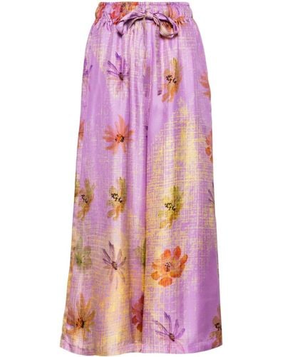 ODEEH Floral-print Wide-leg Trousers - Pink