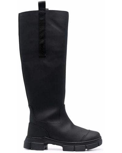 Ganni Fur-lined Knee Boots - Black