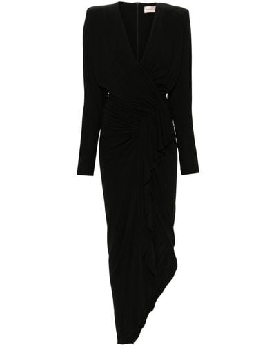Alexandre Vauthier V-neck Crepe Maxi Dress - Black