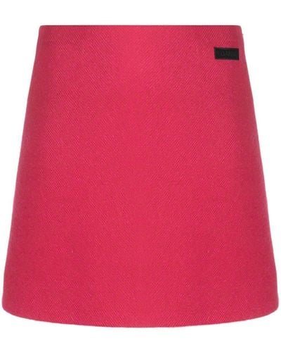 Ganni Logo-patch Pencil Skirt - Red