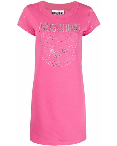 Moschino Logo-print T-shirt Dress - Pink