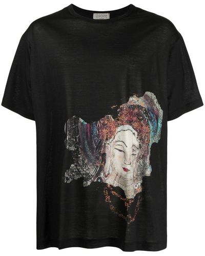 Yohji Yamamoto T-shirt con stampa - Nero