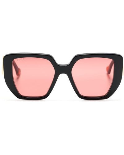 Gucci Gafas de sol oversize con placa del logo - Rosa