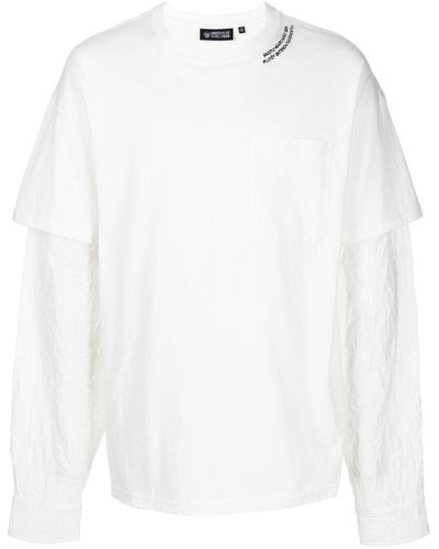 Mostly Heard Rarely Seen Crinkle Woven Long-sleeve T-shirt - White