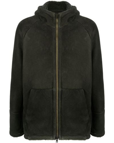 Salvatore Santoro Zip-up Leather-shearling Coat - Black