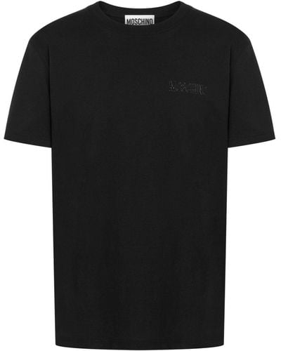 Moschino Logo-raised Cotton T-shirt - Black