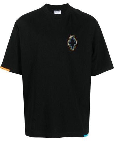 Marcelo Burlon Men Stitch Cross Over T-shirt Black Orange