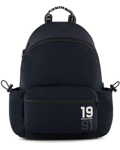 Armani Exchange Logo-print Backpack - Blue