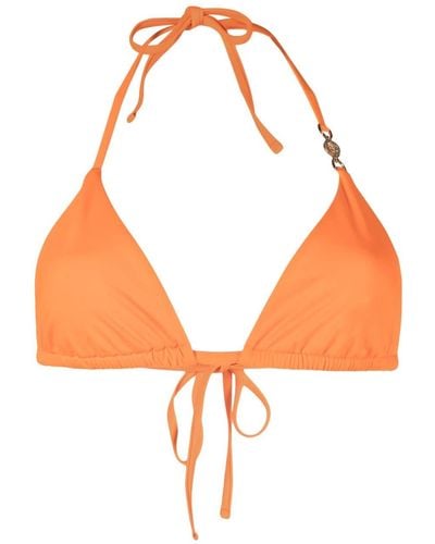 Versace Top de bikini con placa Medusa - Naranja