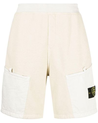 Stone Island Compass-badge Terry-fleece Bermuda Shorts - Natural