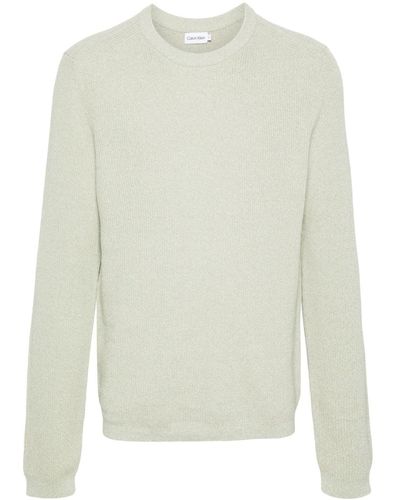 Calvin Klein Mélange-effect Ribbed-knit Jumper - White