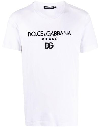 Dolce & Gabbana Katoenen T-shirt Met Dg-borduursel En Patch Wit