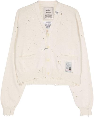 Maison Mihara Yasuhiro Distressed Cotton Cardigan - Natural