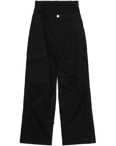 we11done Pantalon droit à design superposé - Noir