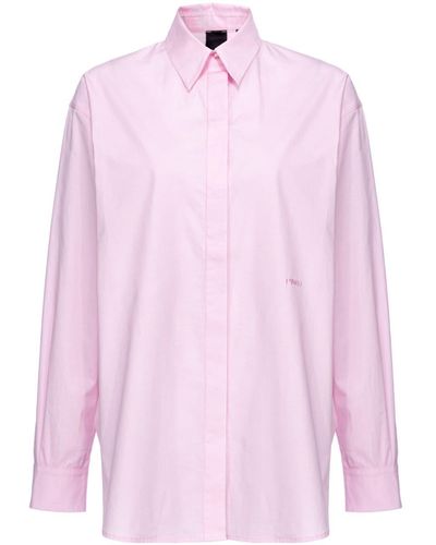 Pinko Camisa con logo bordado - Rosa