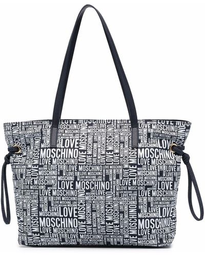 Love Moschino Handtasche mit Logo-Print - Blau