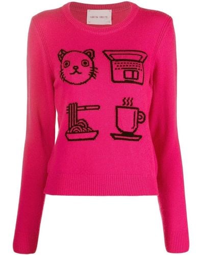 Alberta Ferretti Graphic-print Detail Jumper - Pink